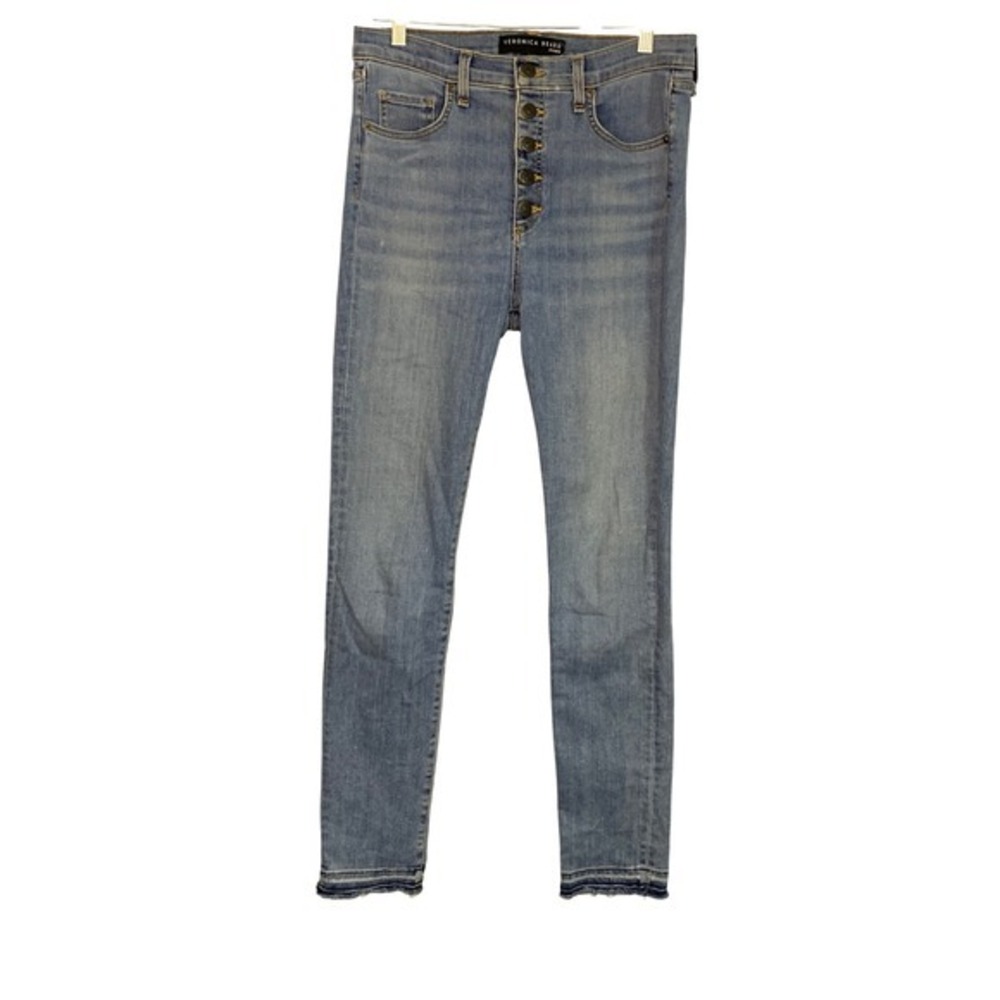 Veronica Beard Debbie High Rise Button Fly 10" Skinny Jeans Retro‎ Blue Wash 29